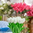 thumbnail image 7 of Uxcell 30pcs Tulips Artificial Flowers, Artificial Flowers Fake Tulip Stems Real Touch for Decoration (Cream White), 7 of 7