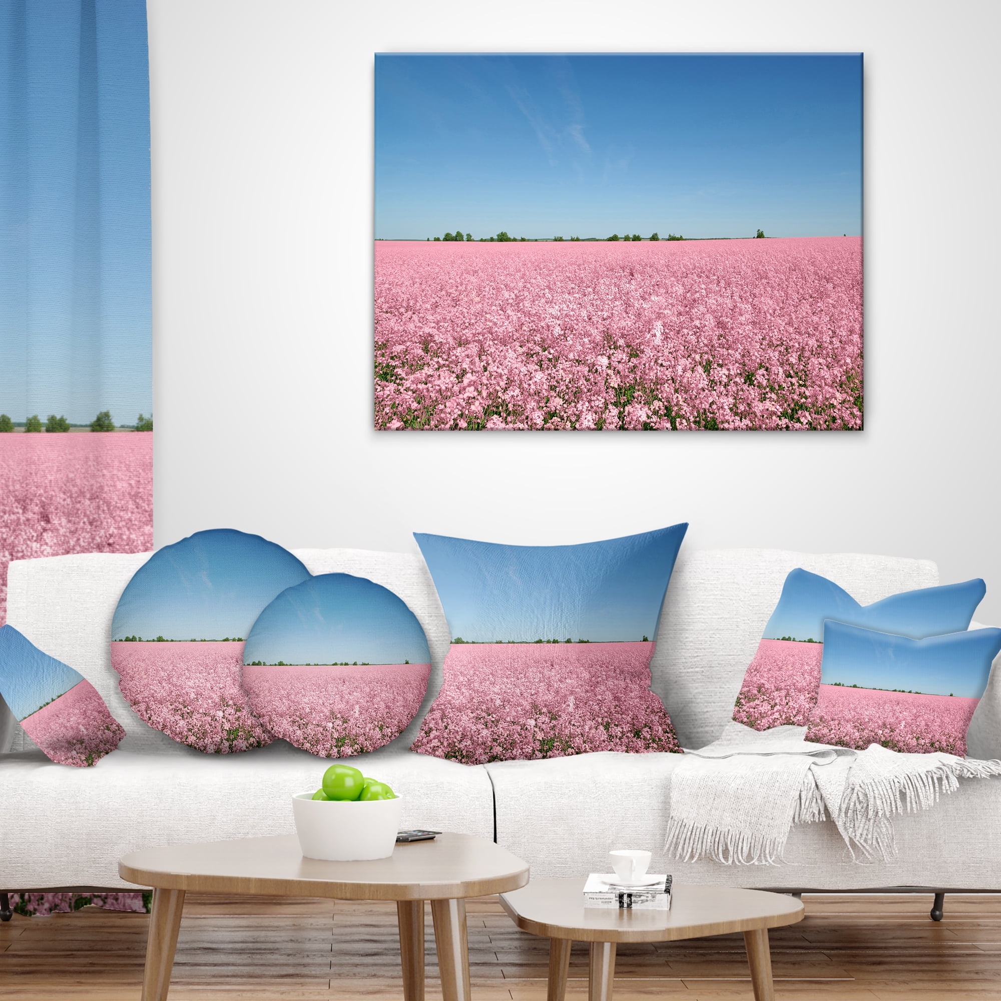 Designart Beautiful Meadow under Blue Sky - Floral Throw Pillow - 12x20