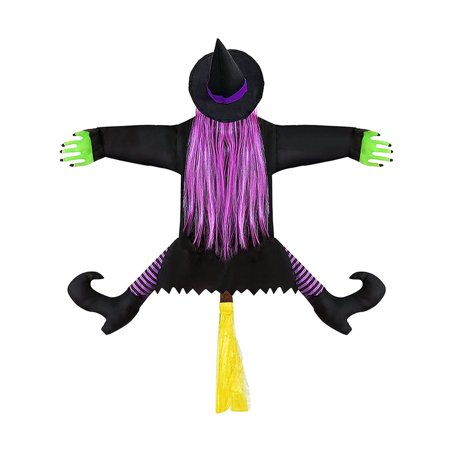 Xinwanna Large Crashing Witch Into Tree Halloween Decoration Outside Flying Witch Hitting Tree Prop for Outdoor Yard Garden Lawn Front Porch Decor (Purple)
