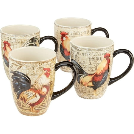 

Gilded Rooster Set/4 Mug 20 oz. Assorted Designs One Size Multicolored 23652SET4