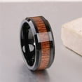 thumbnail image 4 of PAMTIER Men's Classic Simple 8MM Hawaiian Koa Brown Wood Grain Inlay Tungsten Carbide Wedding Ring Matching Sets Beveled Polished Edge Black Size 8, 4 of 5