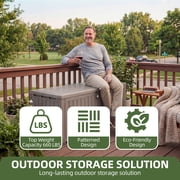 Dextrus 200 Gallon XL Resin Deck Box, Light Brown Waterproof Outdoor Storage Box, Lockable Container with 3-Person Bench Seating, Perfect for Patio Cushions, Garden Tools and Pool Supplies