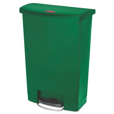 Rubbermaid Commercial Slim Jim Resin Step-On Container, Front Step Style, 24 gal, Green