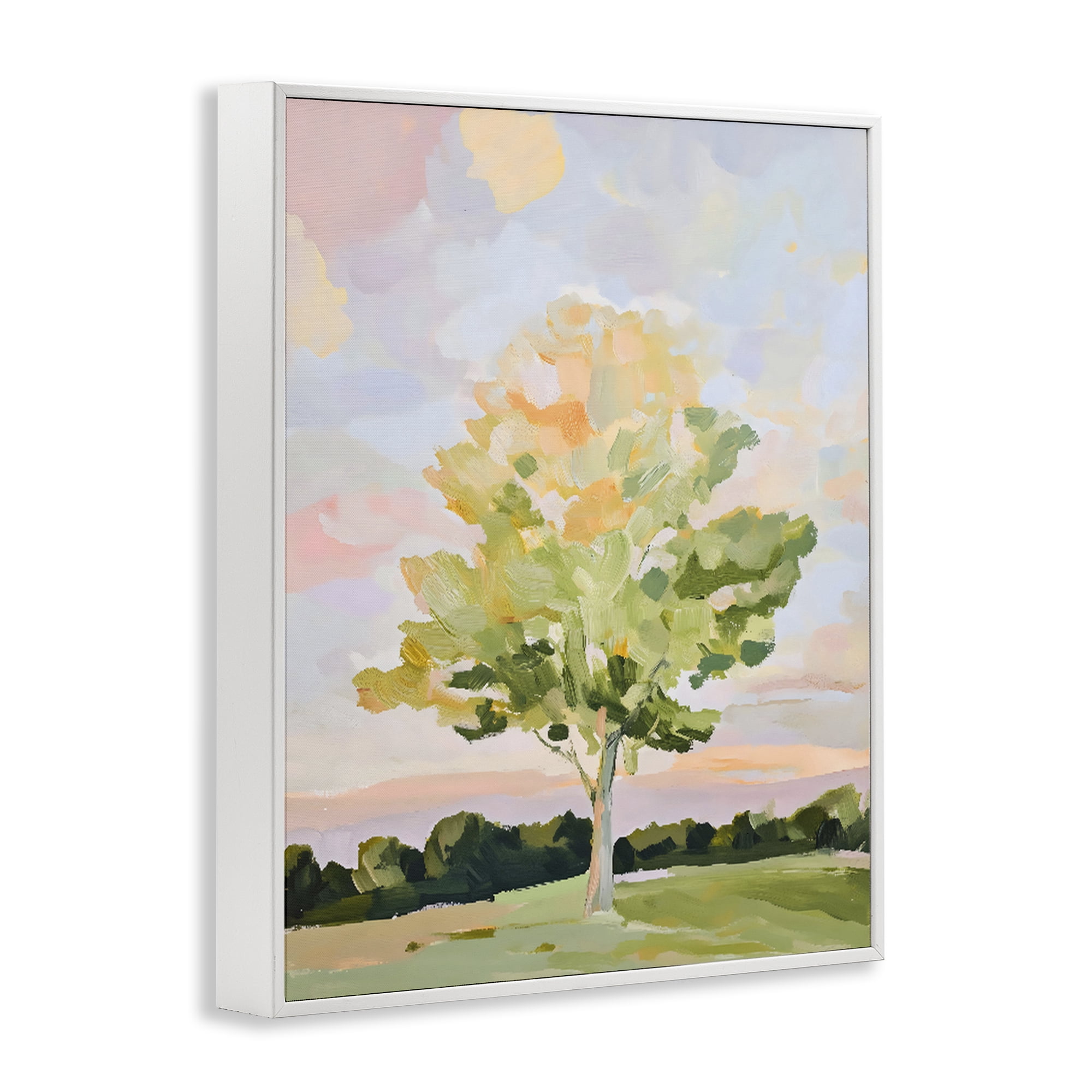 Stupell Industries Sunlit Tree Landscape Impression White Framed Giclee Art, design by The Prints Vibe