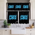 thumbnail image 2 of Game Handle Curtain Valances Set Retro Blue Cartoon Game Console Kitchen Curtains 36&nbsp;inch Length Rod Pocket Valance and Tiers 3 Piece Set Small Bedroom Bathroom Laundry Decor, 2 of 9