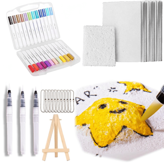 Magic Puffy Paint,3D Drawing Magic Canvas Sponge,Foam Texture Painting Kit,Puffy Popcorn Drawing Texture Painting Kit