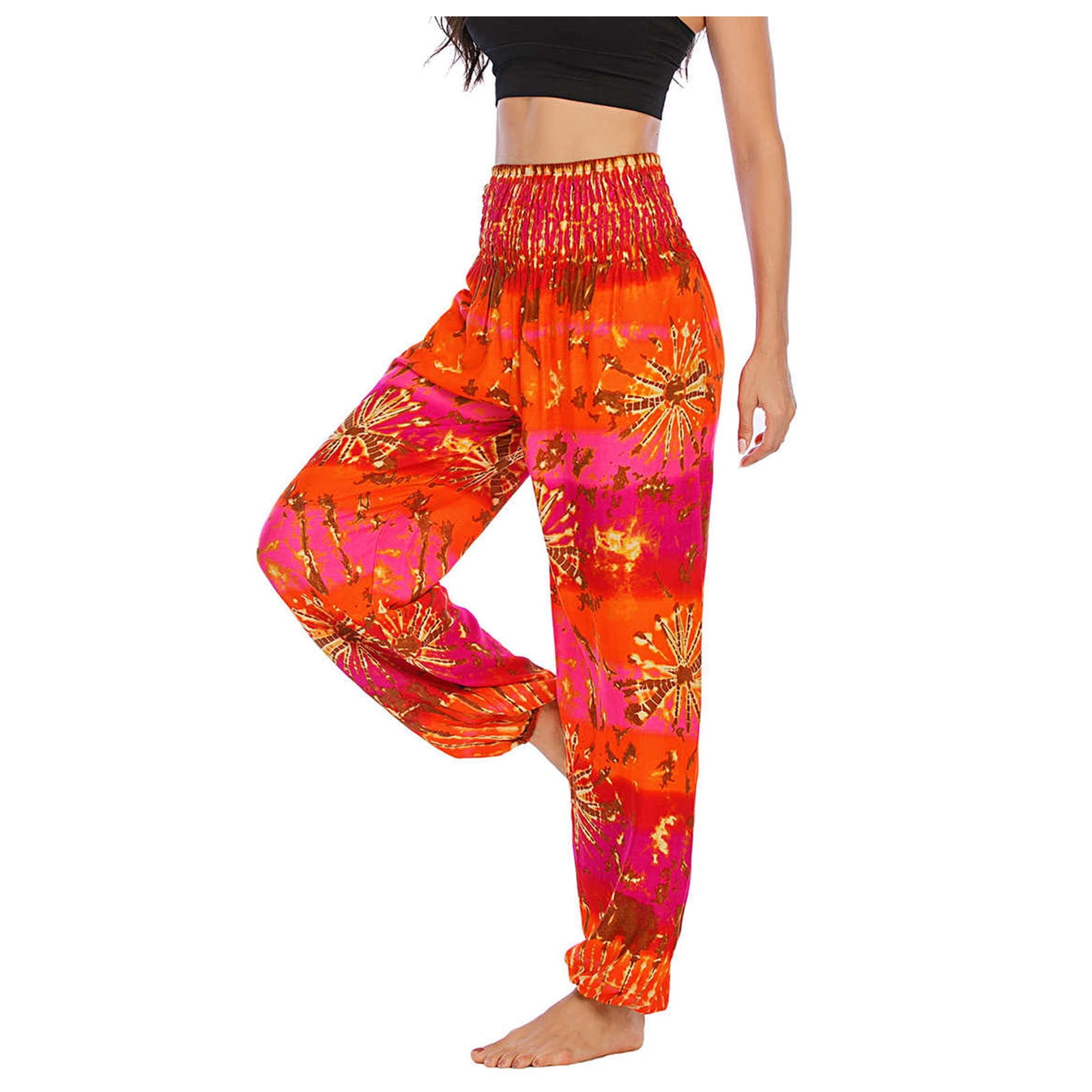 Men Women Thai Harem Trousers Boho Hippy Smock High Waist Yoga Loose Long Pants