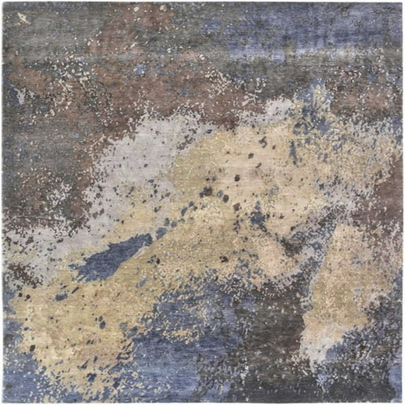 Ahgly Company Indoor Square Mid-Century Modern Cloudy Gray Oriental Area Rugs, 7' Square