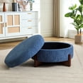 thumbnail image 3 of Toman Rond Toman avec Rangement, Ottomane Table Basse Rembourrée en Suède pour Salon Chambre Mesure 31.89 Pouces L x 31.89 Pouces L x 17.91 Pouces H, Bleu, 3 of 10