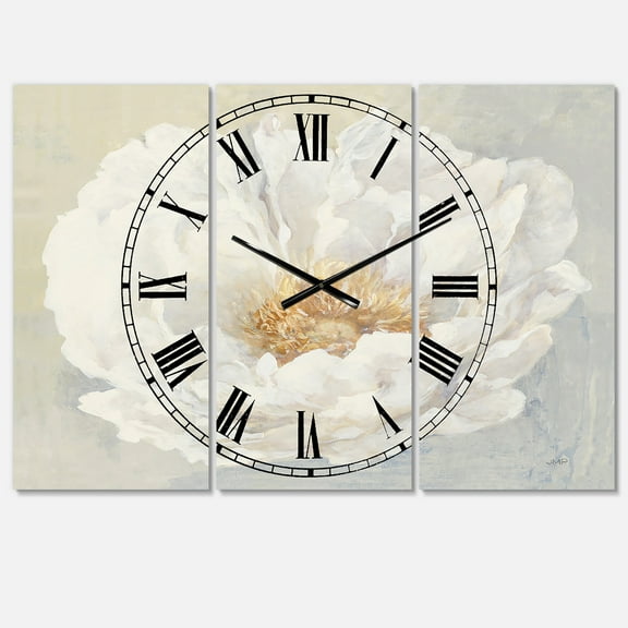 Designart 'White Serene Peony' Traditional Wall Clock