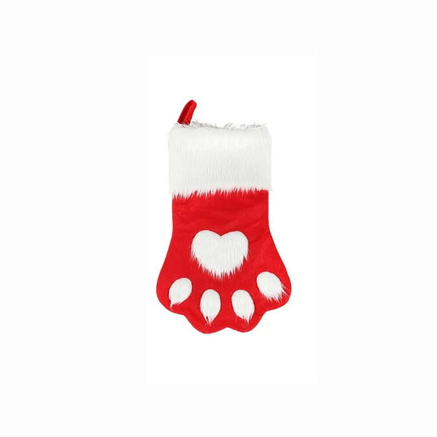 Medias de Navidad para decoración del hogar, accesorios a cuadros, bolsas de regalo de Navidad para mascotas, perro, gato, pata, calcetines, adornos de árbol de Navidad, 1 ud.