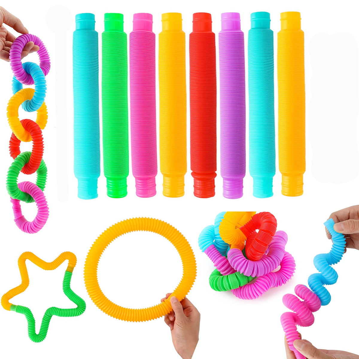 12PCS Pop Tube Sensory Fidget Toys Kids Adults Stress Relief & Anti Anxiety Toy 