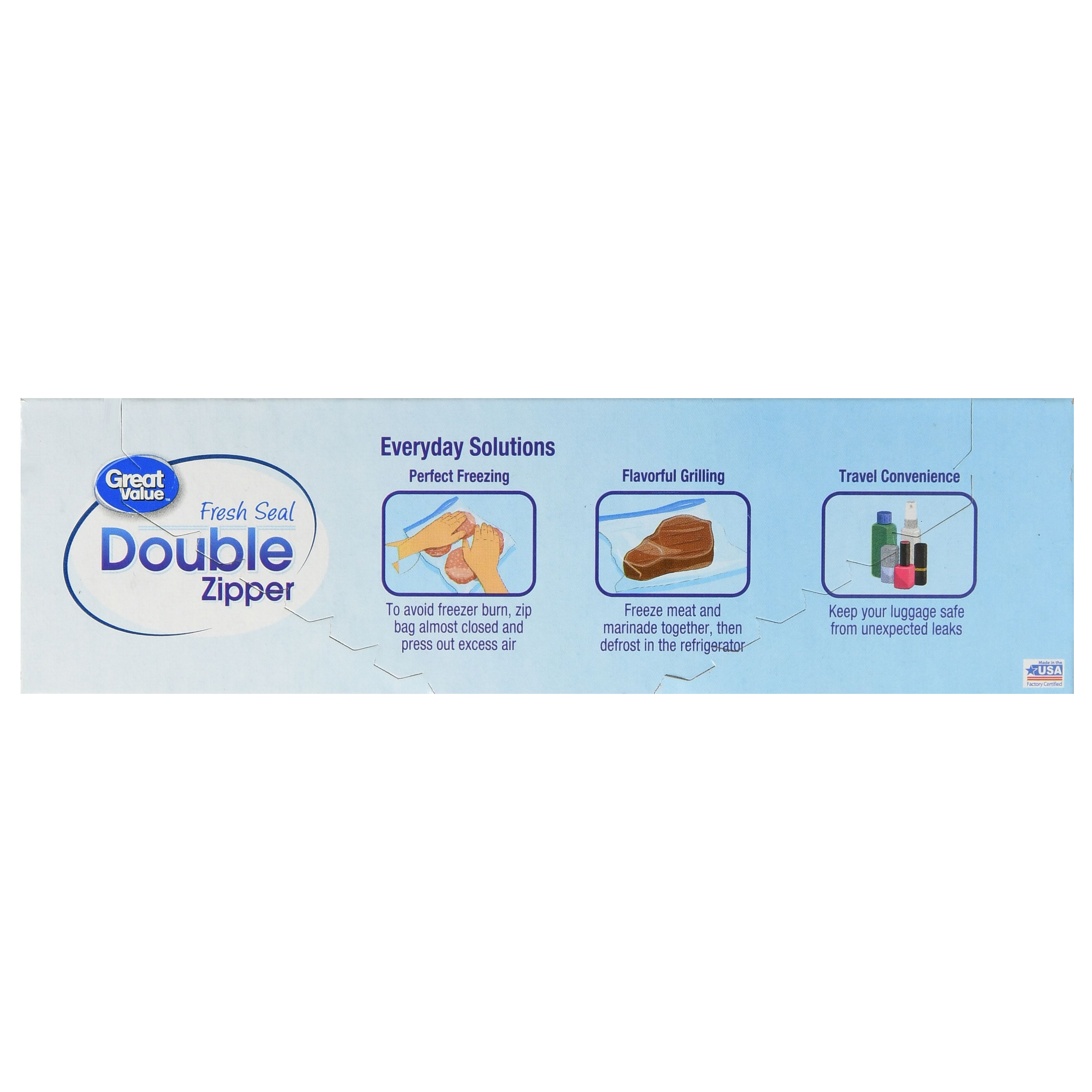 Great Value Double Zipper Quart Freezer Bags, 20 Count