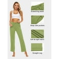 thumbnail image 4 of Womens Comfy Lounge Pants Loose Yoga Pants Cotton Blend Soft Drawstring Wide Leg Pants with Pockets, 4 of 6