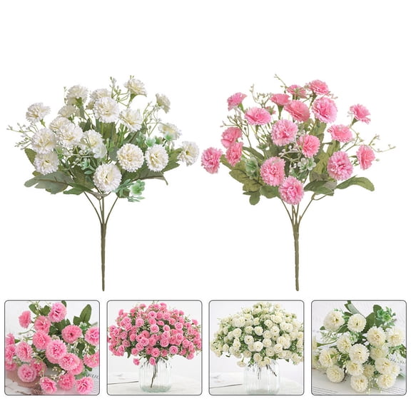 Homoyoyo Assorted Color UV Resistant Silk Fake Flower Bouquet for Home Decor, 2pcs Simulation Flowers