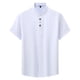 thumbnail image 2 of Camisa Elvqul de Hombre de Color Sólido Casual Blanco Manga Corta Con Bolsillos Botones Cuello Mao, 2 of 4