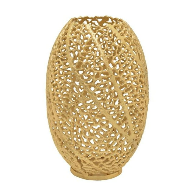Plutus Brands PBTH93982 Metal Pierced Vase, Gold