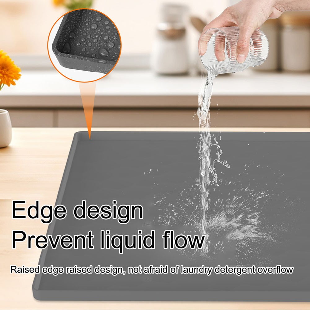 Fridge Silicone Mat with Raised Edge,Under Refrigerator Mat,Protect Carpet