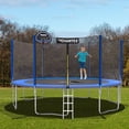 thumbnail image 2 of Giantex Trampoline, 12Ft Enclosed Trampoline w/Basketball Hoop, Ladder, Safety Enclosure Net, Spring Pad, Outdoor Big Trampoline Basketball Hoop for Kids, Adults, 2 of 8