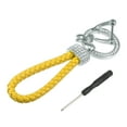 thumbnail image 5 of Car Fob Key Chain Braided Rope Keychains Holder for Men and Women PU Leather w/ D Shaped Ring Bling Key Rings Set Yellow, 5 of 7