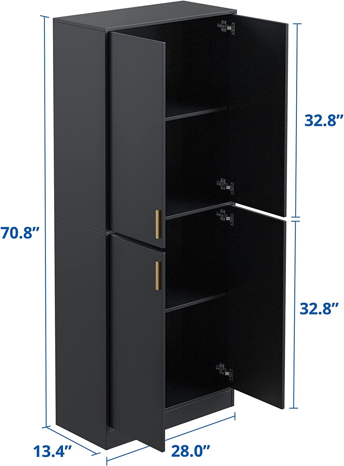 Cozy Castle 71" Tall Kitchen Pantry, Food Pantry Storage Cabinet with Adjustable Shelves and Doors for Kitchen, Dining Room, Black