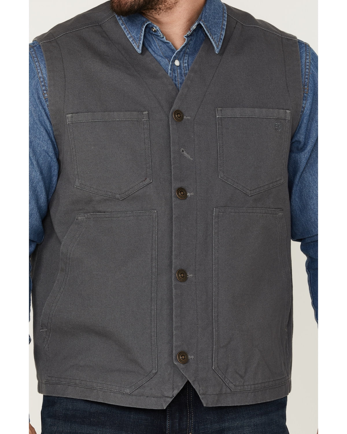 Blue Ranchwear Men's Solid Button-Down Duck Canvas Vest Charcoal Large