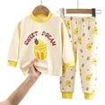 thumbnail image 3 of NIEWTR Winter Baby Boy Girl Clothes Set Outfits Unisex Long Sleeve Tops Pants 2PCS Long Sleeve Sweatshirt And Pants 2Pcs Set(Yellow,4-5 Years), 3 of 3