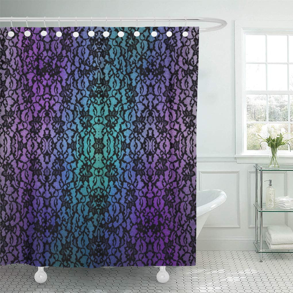 SUTTOM Blue Urock Purple and Teal Black Lace Green Vintage Shower