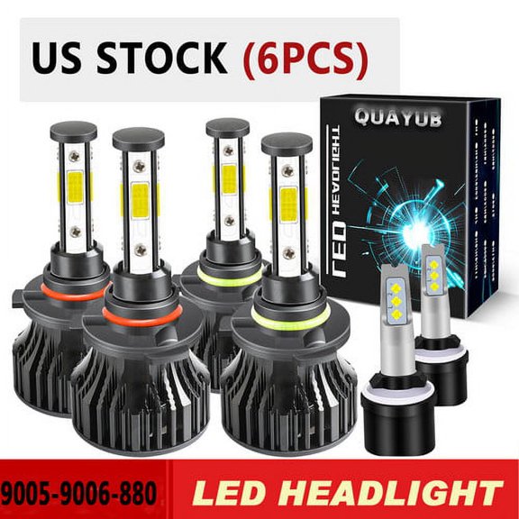 For Cadillac DeVille 2000-2005 - 6000K LED Headlight Hi/Lo   Fog Light Bulbs 6x
