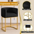thumbnail image 3 of FANCROU 26" H Counter Height Bar Stools Set of 3, Fabric Barrel Stools with Back and Arms, Black-Golden Leg, 3 of 11