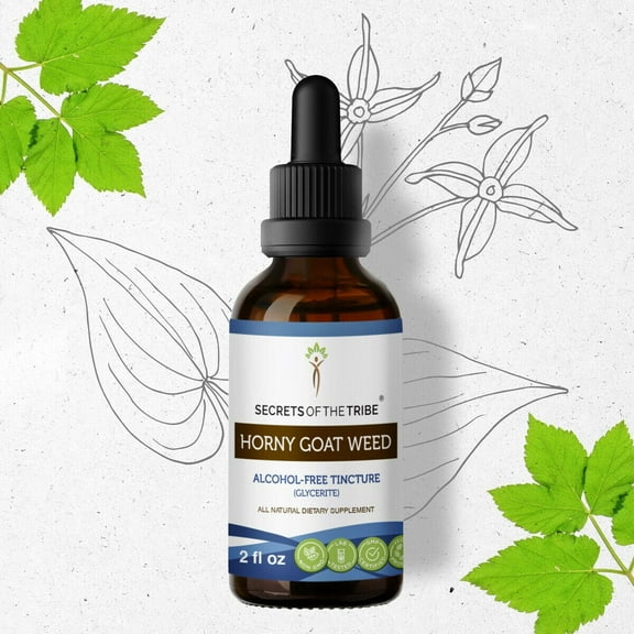 Secrets Of The Tribe Horny Goat Weed Tincture Dietary Supplement, Natural Herbal Extract for Vitality Support, Horny Goat Weed (Epimedium grandiflorum, Barrenwort) Dried Leaf, Alcohol-Free, 2 oz