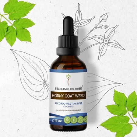 Secrets Of The Tribe Horny Goat Weed Tincture Dietary Supplement, Natural Herbal Extract for Vitality Support, Horny Goat Weed (Epimedium grandiflorum, Barrenwort) Dried Leaf, Alcohol-Free, 2 oz