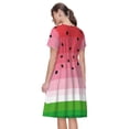 thumbnail image 2 of Bixox Robe d'Été à Manches Courtes pour Femmes Robe Ample Longueur Genou avec Poches-Pastèque, 2 of 7
