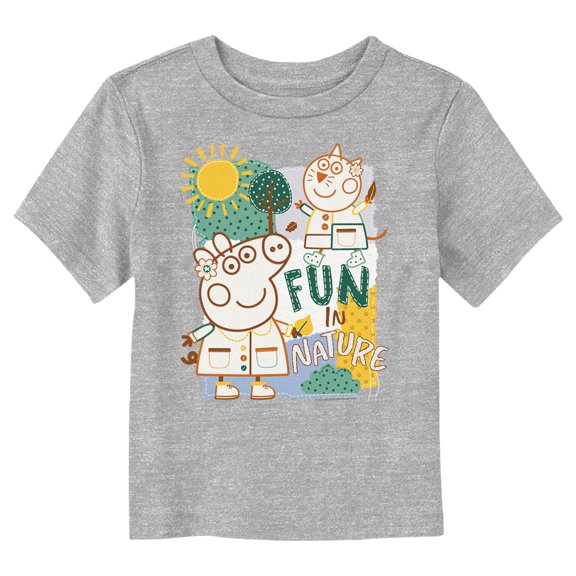 Toddler's Peppa Pig Fun In Nature Embroidered Graphic Tee Athletic Heather 4T