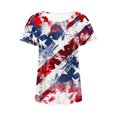 thumbnail image 4 of Fiudx Liquidación de Ahorros de Verano Tops Estampados Informales de Manga Corta con Cuello Redondo y Estampado Del Día de La Independencia para Mujer, 4 of 5