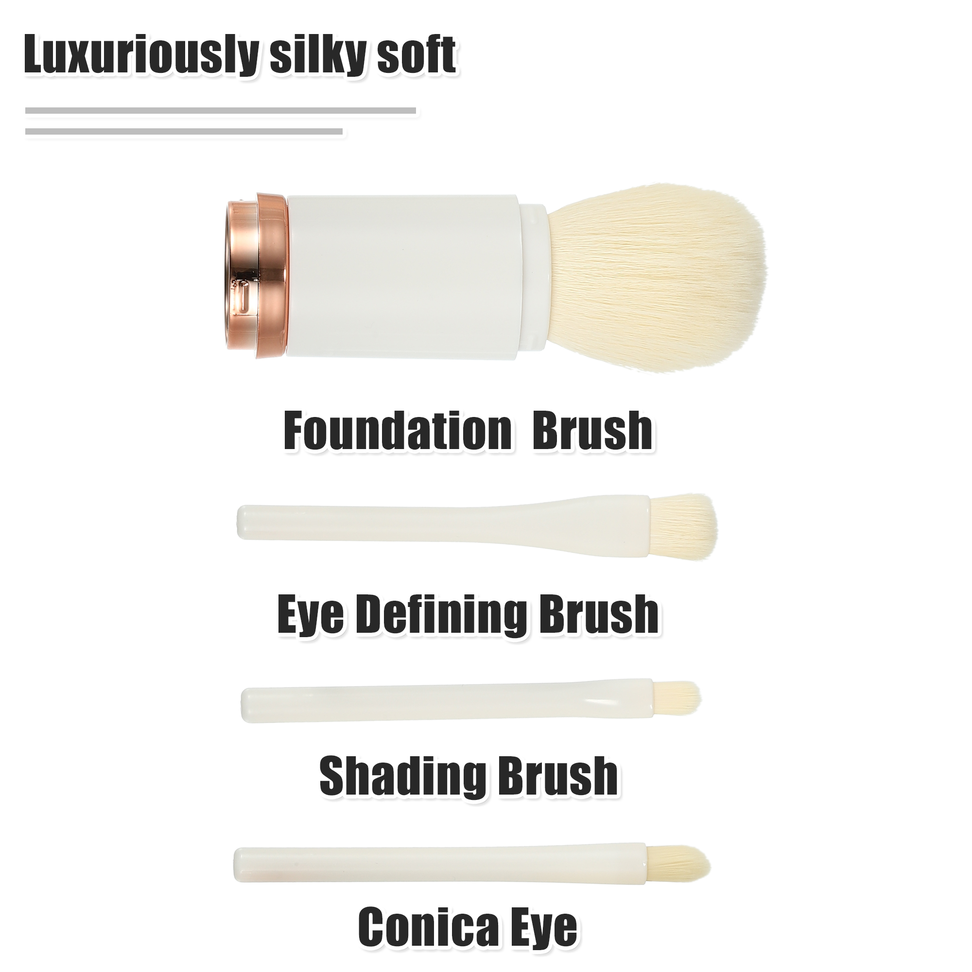 Unique Bargains 1Set Makeup Brush Travel Kit for Concealer Blush 5.31"x1.06" White