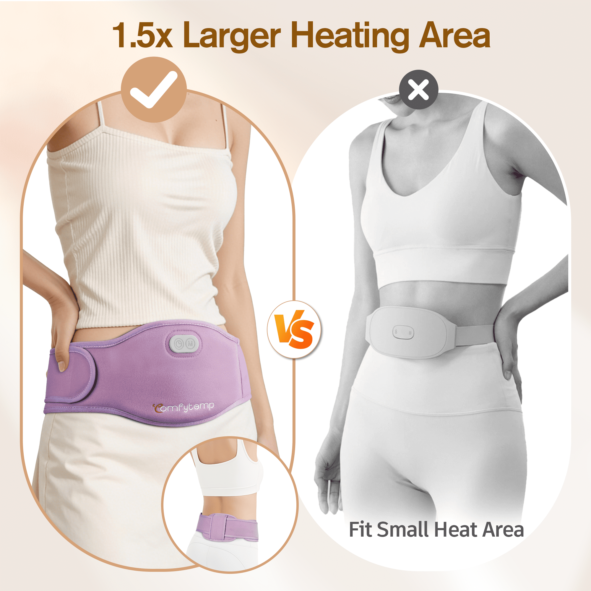 Comfytemp Cordless Heating Pad for Period Cramps, 3 Heat & Timer Settings, Gifts for Women/Girls/Mom, Purple