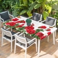 thumbnail image 2 of Red Spring Floral Table Cloths for 5 Foot Rectangle Tables, Butterfly Farmhouse Patio Waterproof Elastic Fitted Tablecloths, Washable Rectangular Table Cover for Camping, 2 of 8