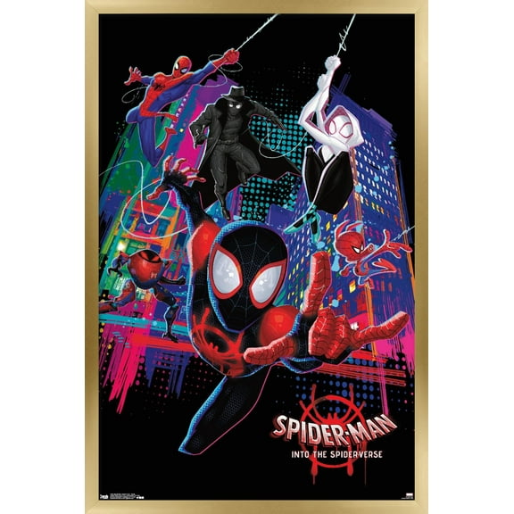 Marvel Cinematic Universe - Spider-Man - Into The Spider-Verse - Group Wall Poster, 22.375" x 34", Framed