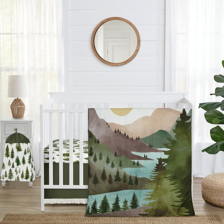 Sweet Jojo Designs Woodland Pine Tree Boy or Girl Gender Neutral Unisex Crib Bedding Set 4 Piece