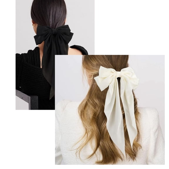 8 Colors Long Tail Big Bow Hair Ties Women Girl Hair Styling Accessories, Gift Hair Bows Spring Clip for Mom Teen Toddler Girl Stuff, 90s French Style Vintage Satin Headdress Decor