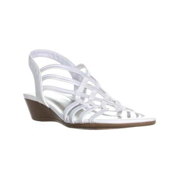 Womens Impo Roma Criss Cross Wedge Slip On Sandals, White