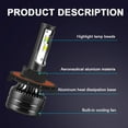 thumbnail image 3 of For Mercury Mariner 2005-2011 LED Headlight Bulbs,H13+9145 High and Low +Fog Beam LED Headlight Bulbs 6000K Cool White, 3 of 11