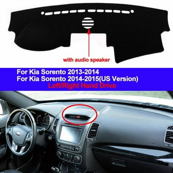 Leather For Kia Sorento 2013 2014 with Speaker Car Dash Mat Dashboard Protects Cover Pad Black