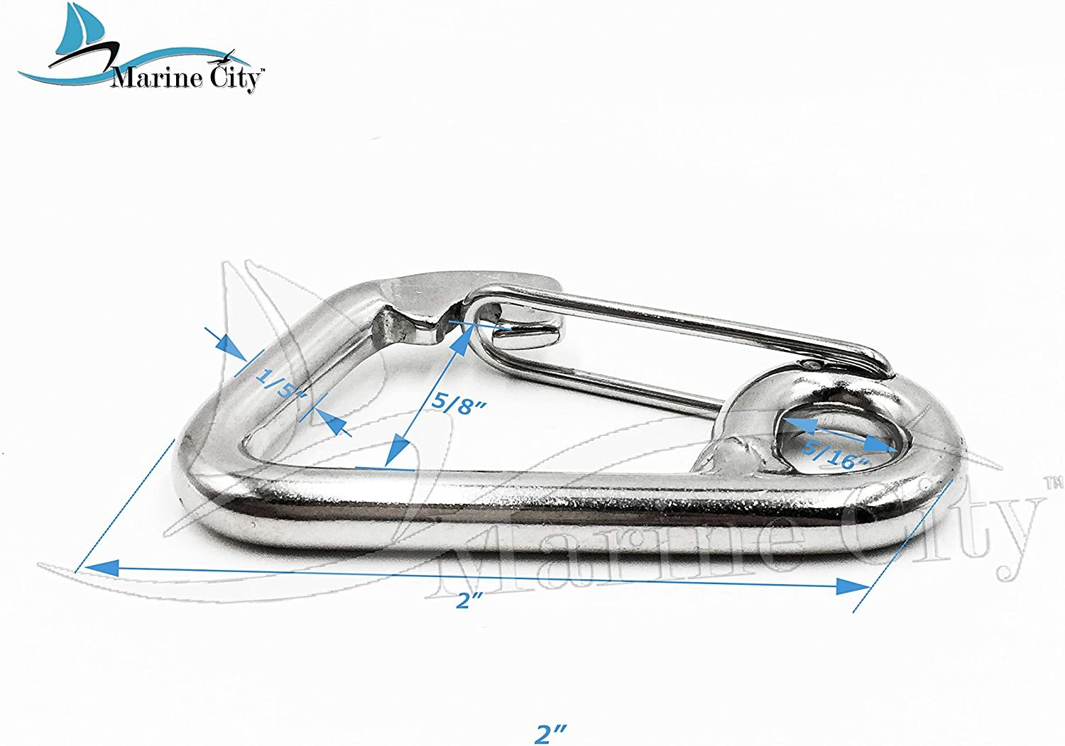 Marine City 316 Marine Grade Stainless Steel Carabiner Spring Snap Hook Boat C:2-3/8 inches - image 2 of 9