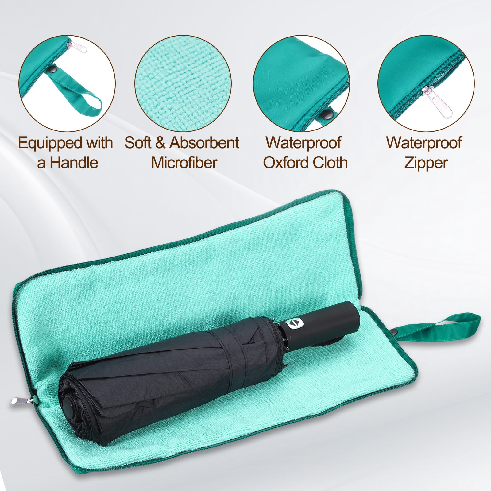Unique Bargains Wet Umbrellas Bag Waterproof Oxford Cloth Sleeve Cover Dark Green