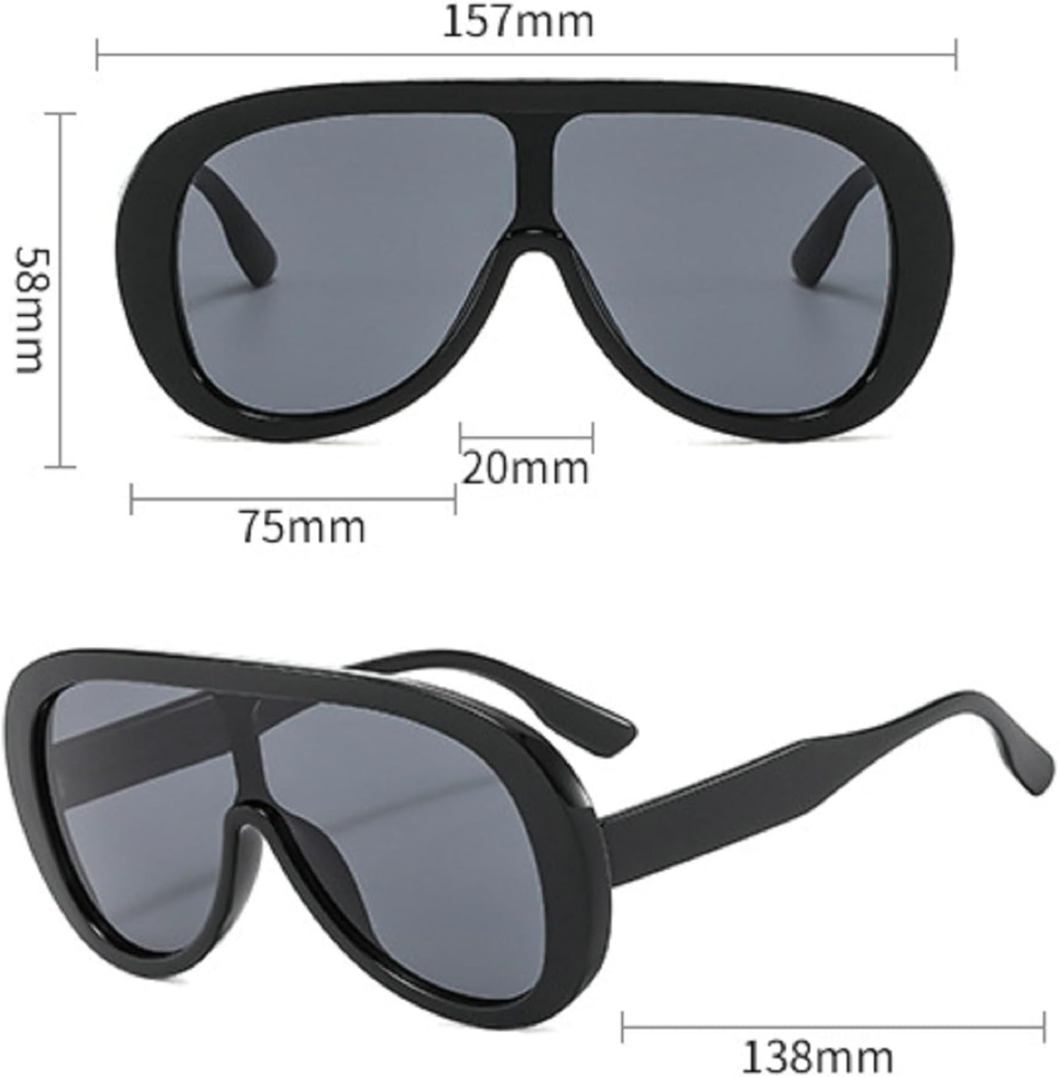 Fashion Oversized Pilot Sunglasses for Women Men 2024 Trendy 