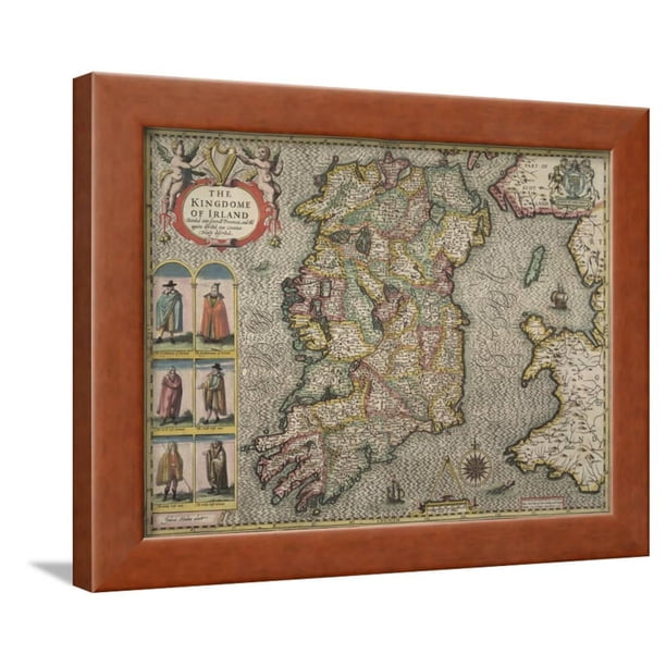Map Of Ireland Framed Print Wall Art Walmart Com Walmart Com