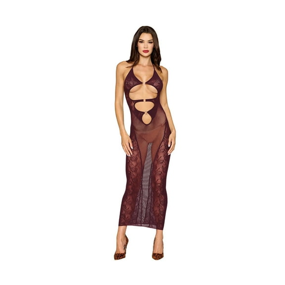 Dreamgirl Cherry Lacquer Bodystocking Gown & Shrug