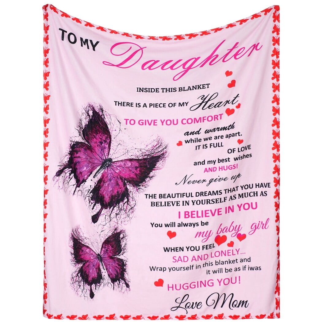 To My Daughter Blanket, Daughter Blanket from Mom, Soft Flannel Throw Blanket, Mother to Daughter Christmas Birthday Gift for Daughter(51" x 59")